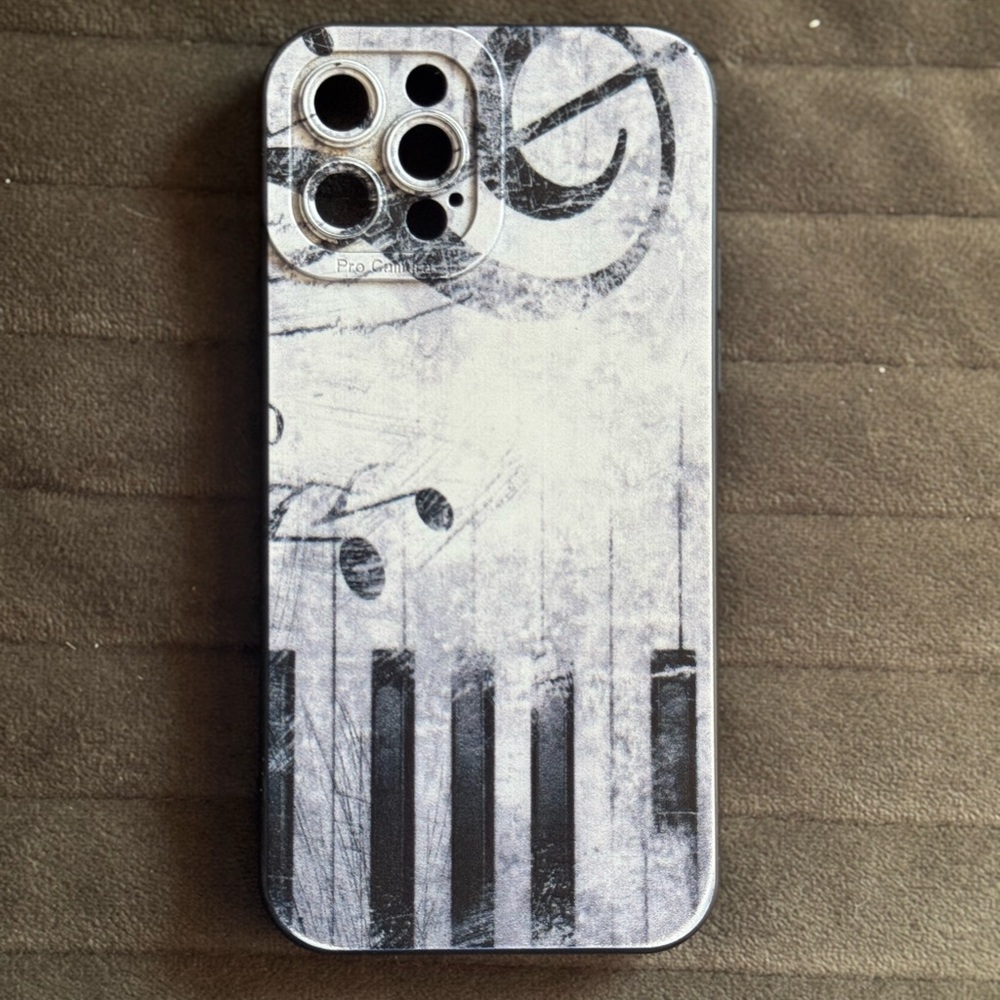 Music-Themed Black and Gray Phone Case